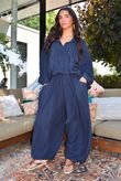 Sandbar Linen Blend Pop Over Shirt Navy 